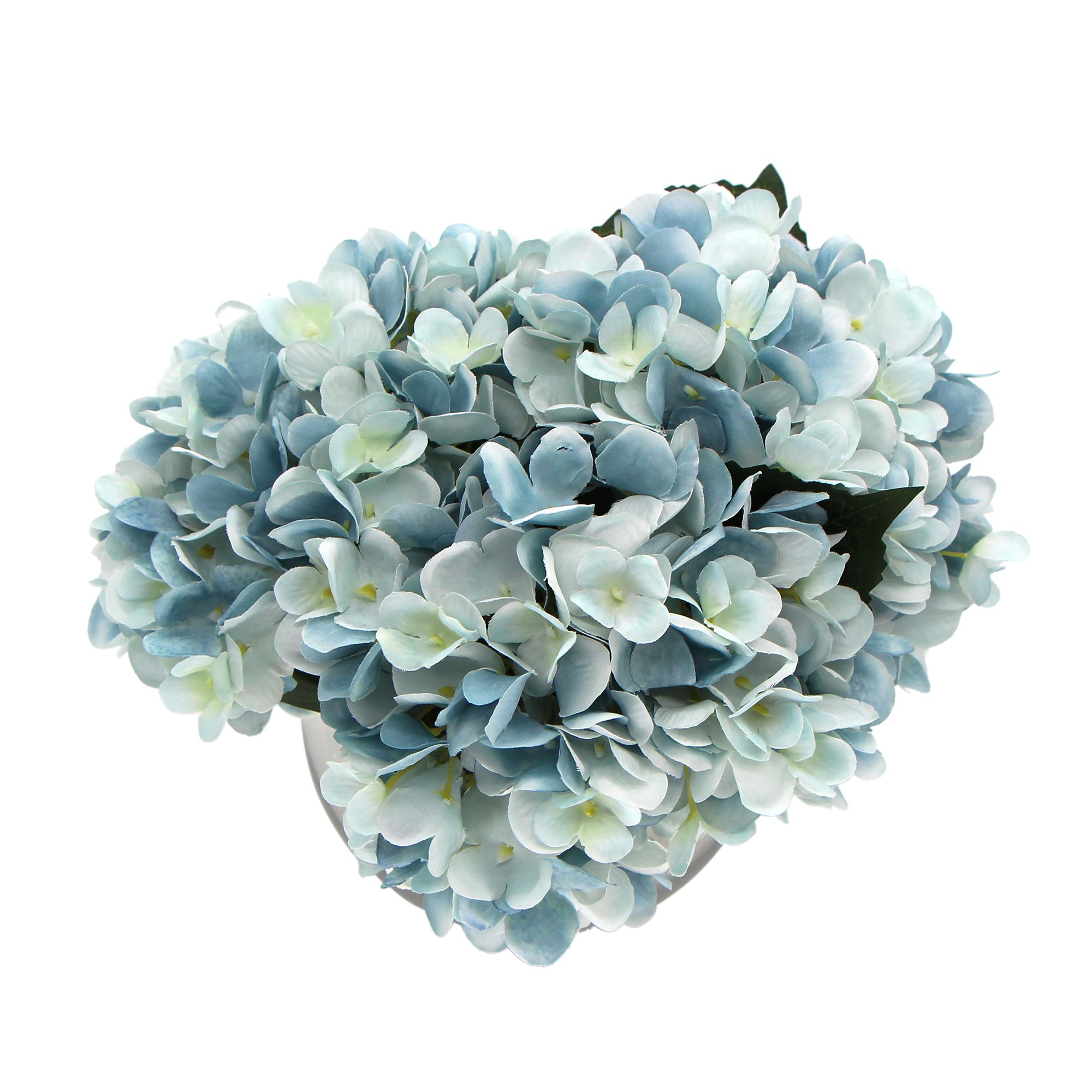 Premium Faux Hydrangea With Glass Vase (Artificial Flowering) 23cm - Image 2