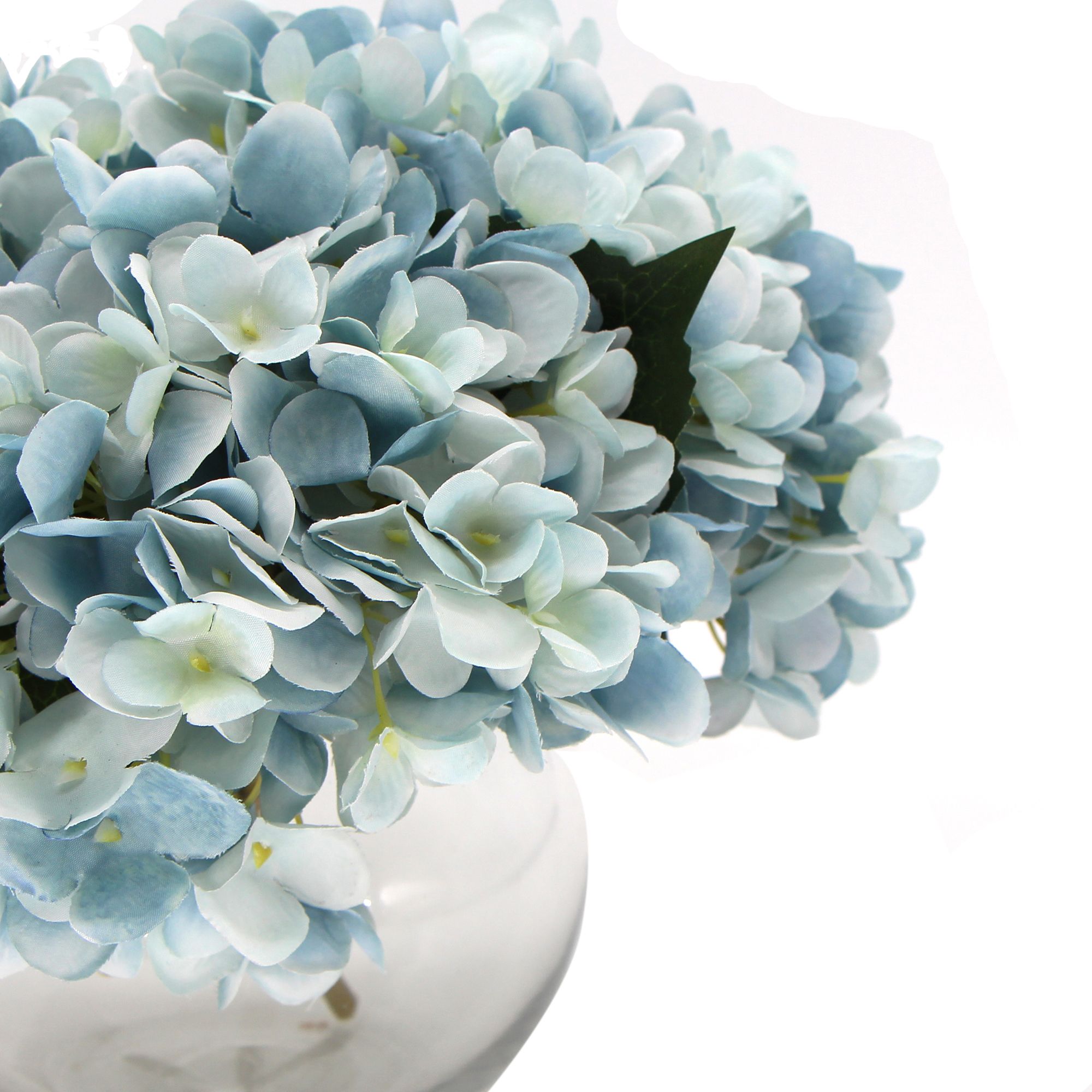 Premium Faux Hydrangea With Glass Vase (Artificial Flowering) 23cm - Image 3