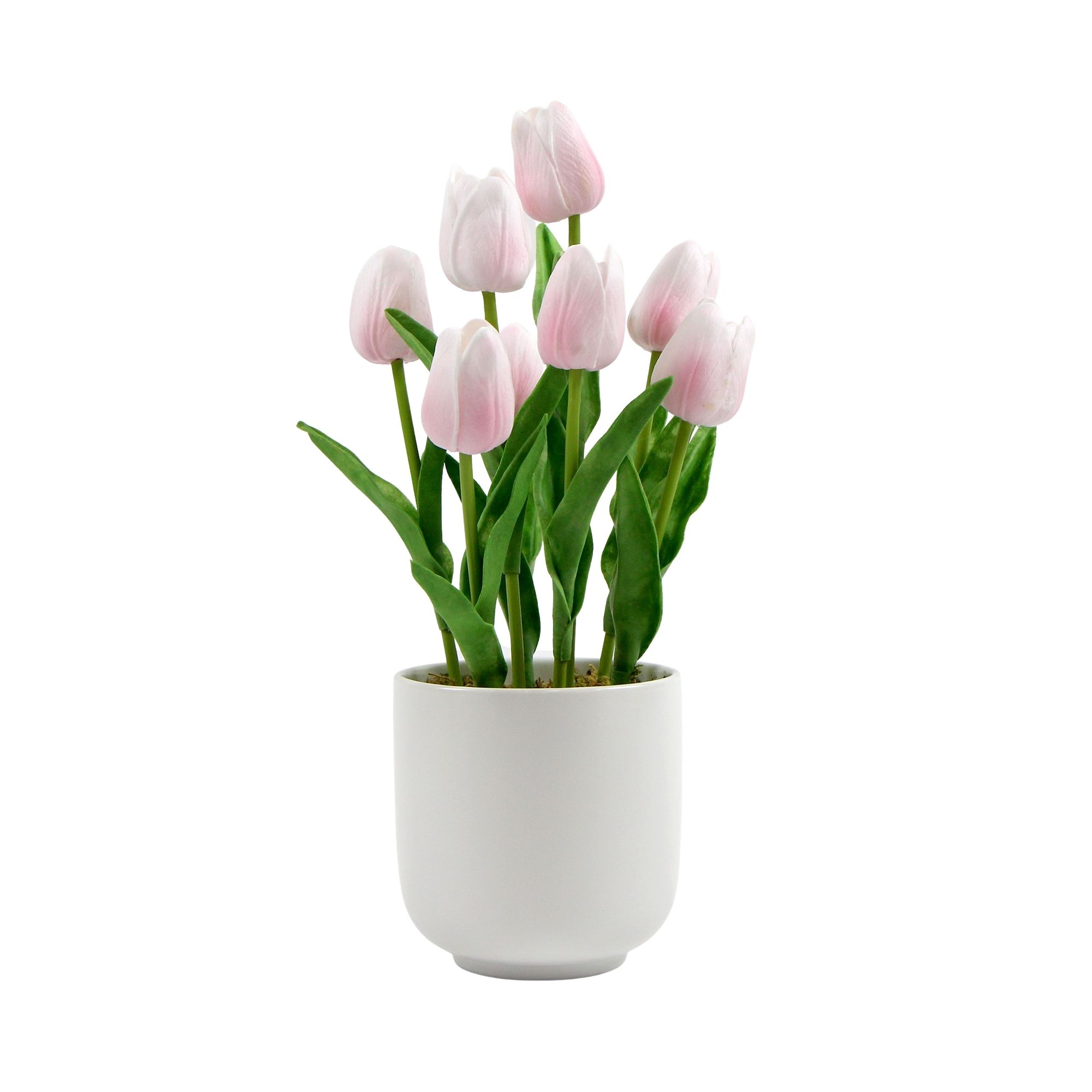 35cm Flowering Artificial Tulip Plant Arrangement With Ceramic Bowl - Image 2